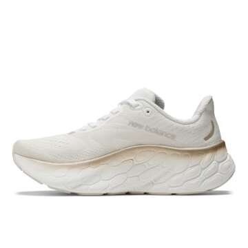 New Balance Women's WMORV4 Running Shoe, White/Gold Metallic/Moonbeam, 8.5 Wide