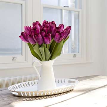 20PCS Artificial Tulips Real Touch Faux Flower Moisturizing Tulips for Photography Ornaments Home Garden Wedding Party Decor Fake Flowers (Purple)