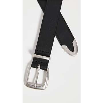 Madewell Western Chunky Buckle Belt For Women - Cow Leather Construction With Buckle Closure, Outdoor Casual and Supportive Belt True Black LG One Size