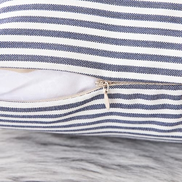 Luxury Rustic Linen Striped Pillow Covers 20x20 Navy Blue