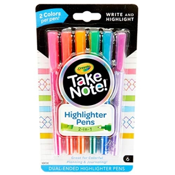 Crayola Take Note Highlighters and Dual Tip Pens, Assorted Colors, School Supplies, At Home Crafts f...