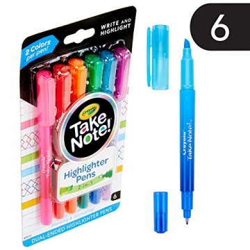 Crayola Dual Tip Pens & Highlighters, 6 Count Essential Set