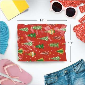 Package Mint Christmas Poly Mailers 10x13 100 Pack | Waterproof & Tear Resistant Mailing Envelopes | Small Business Supplies | Shipping Bags for Clothes | Cute Small Business Bags - Holiday Trees