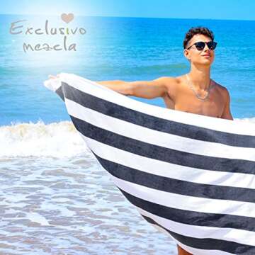 Exclusivo Mezcla 4-Pack Cotton Large 30"x60" Cabana Stripe Beach Towels, Super Absorbent Soft Plush ...