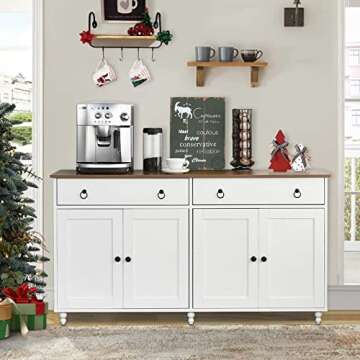 4 EVER WINNER Buffet Cabinet with Storage (Off White, 55")