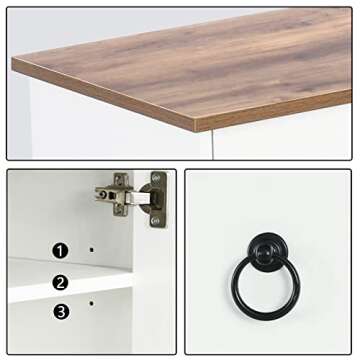 4 EVER WINNER Buffet Cabinet with Storage (Off White, 55")