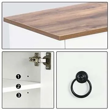 4 EVER WINNER Buffet Cabinet with Storage (Off White, 55")