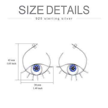PEIMKO 925 Sterling Silver Evil Eye Earrings for Women, Greek Evil Eye Hoop Earrings Jewelry Birthday Gifts for Women