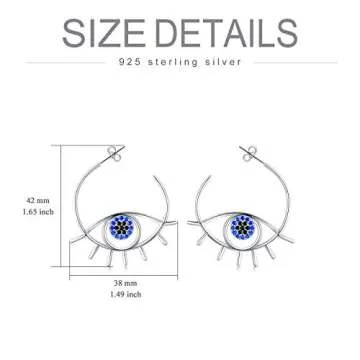 PEIMKO 925 Sterling Silver Evil Eye Earrings for Women, Greek Evil Eye Hoop Earrings Jewelry Birthday Gifts for Women