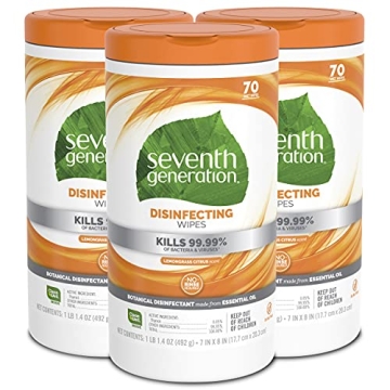 Seventh Generation Disinfecting Multi-Surface Wipes - Lemongrass Citrus, Eco-Friendly Clean.