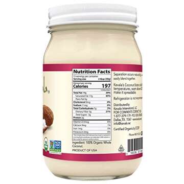 Kevala Organic Coconut Butter – 16 oz – 454g – Coconut Butter Organic Raw – Coconut Butter for Eating - Raw Coconut Butter – Cooking – Coconut Butter Organic