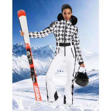 GSOU SNOW Ski Suit Women One Piece Snowsuit Snowboard Slim Insulated Jumpsuit Waterproof Windproof for Snow Sports