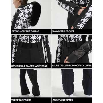 GSOU SNOW Ski Suit Women One Piece Snowsuit Snowboard Slim Insulated Jumpsuit Waterproof Windproof for Snow Sports