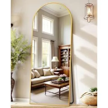 Antok Full Length Mirror, 68"x26" Arched Floor Mirror, Glassless Mirror Full Length with Stand, Floor Mirror Freestanding, Wall Mounted Mirror for Living Room, Gold