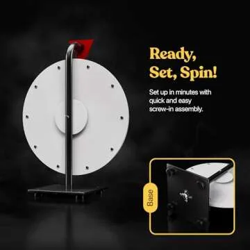 12 Inch Heavy Duty Spinning Prize Wheel - 10 Slots Color Tabletop Roulette Spinner of Fortune Spin The with Dry Erase Marker and Eraser Win Game for Trade Show, Carnival