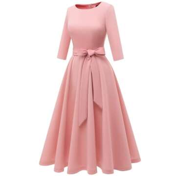 DRESSTELLS Vintage Cocktail Dress, Wedding Guest Knee Length A-line Fit & Flare