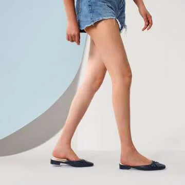 GENSHUO Mules for Women Flats Comfortable Slip On Women Bow Square Toe Mules Closed Cute Backless Loafers Mule Shoes for WomenBlack Size 8