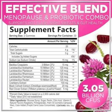 Menopause Supplements for Women Gummy with Cranberry, 3 Billion CFU Probiotics - Natural Menopause R...