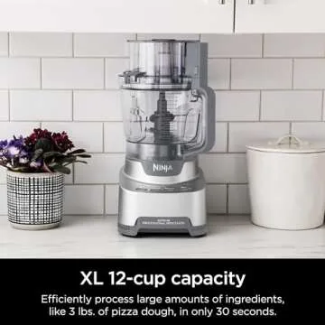 Ninja Food Processor, Professional XL, 1200 Peak-Watts, 4-in-1, Chopping, Slicing/Shredding, Purees, Dough, 12-Cup Processor Bowl, 2 Blades & 2 Discs, Feed Chute/Pusher, Black, NF701