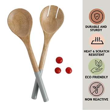 Folkulture Salad Servers or Salad Tongs, Wooden Utensils for Serving Salad, Salad Forks or Salad Ton...