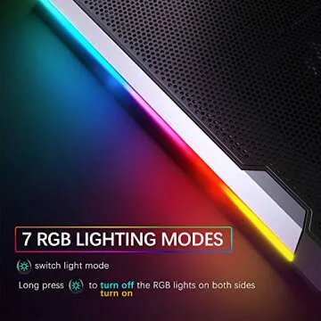 TopMate C11 Laptop Cooling Pad RGB Gaming Notebook Cooler, Laptop Fan Stand Adjustable Height with 6 Quiet Fans and Phone Holder, Computer Chill Mat, for 15.6-17.3 Inch Laptops - Blue LED Light