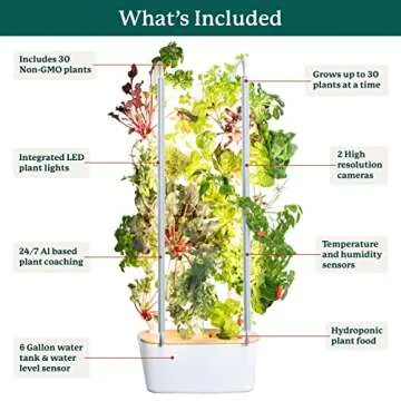 Gardyn Hydroponics Growing System Vertical Indoor Garden Planter | Smart Herb Garden| Includes 30 Non-GMO Indoor Plants, Herbs & Vegetables & LED Grow Lights for Your Home Indoor Gardening System