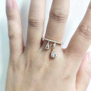 Dainty CZ Teardrop Engagement Ring for Women (Gold)