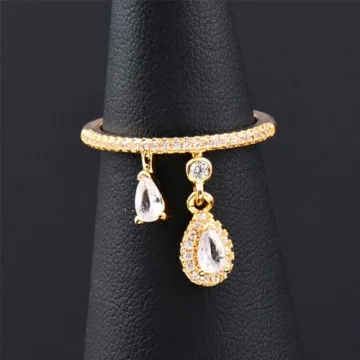 Dainty CZ Teardrop Engagement Ring for Women (Gold)