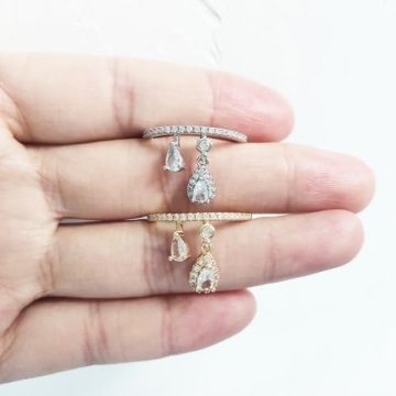 Dainty CZ Teardrop Engagement Ring for Women (Gold)