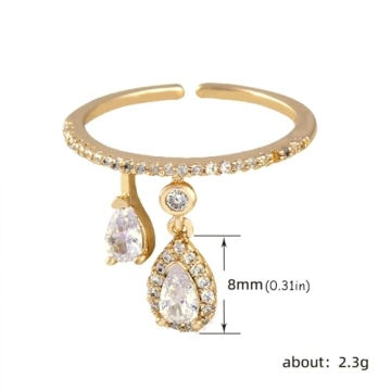 Dainty CZ Teardrop Engagement Ring for Women (Gold)