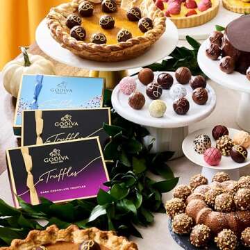 Godiva Chocolatier Assorted Dark Chocolate Truffle Gift Box for Birthday, Thank You, Anniversary, Congratulations Gift Basket Gourmet Candy with Creamy Ganache in Dark Chocolate, 12pc