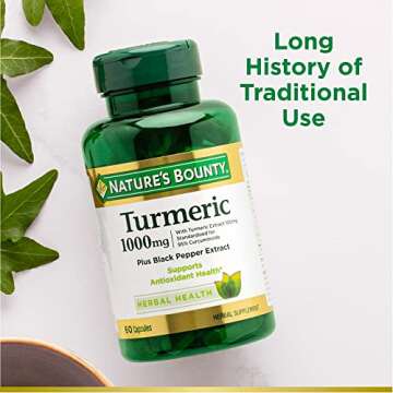 Nature's Bounty Turmeric With Black Pepper Extract, Supports Antioxidant Health, 1000mg, 60 Capsules