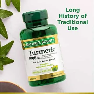 Nature's Bounty Turmeric With Black Pepper Extract, Supports Antioxidant Health, 1000mg, 60 Capsules