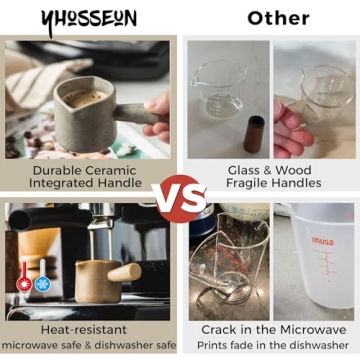 YHOJOY Espresso Measuring Cup - Ceramic 3 Oz with Double Spouts