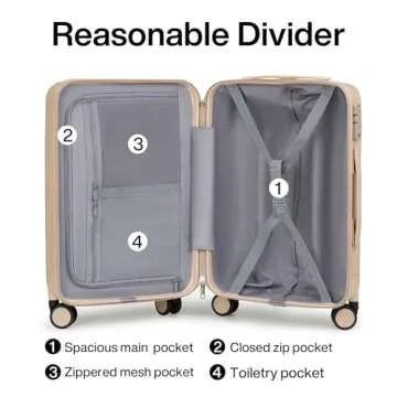 Hanke 24 Inch Luggage Suitcases With Spinner Wheels Lightweight PC Hard Shell Rolling Suitcase With TSA Lock,Checked-Medium 24-Inch（Cuba Sand）