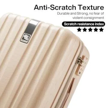 Hanke 24 Inch Luggage Suitcases With Spinner Wheels Lightweight PC Hard Shell Rolling Suitcase With TSA Lock,Checked-Medium 24-Inch（Cuba Sand）