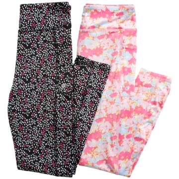 RBX Girls’ Active Set – Performance Short Sleeve T-Shirt, Capri Yoga Pants Leggings Set (4 Pack), Size 7-8, Pink Bar/Pink Plush