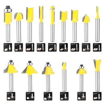 KOWOOD 15-Piece Router Bit Set for Woodworking Beginners