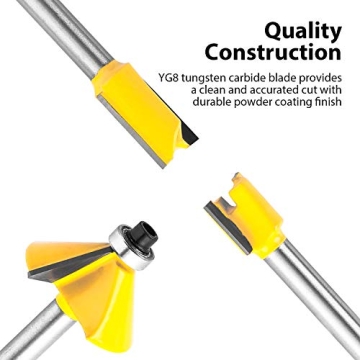 KOWOOD 15-Piece Router Bit Set for Woodworking Beginners