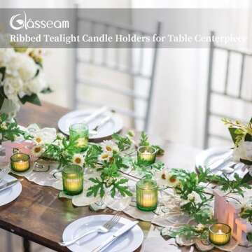 Glass Votive Tealight Candle Holder: Glasseam Small Green Tea Light Holders Bulk Set of 24 Decorativ...