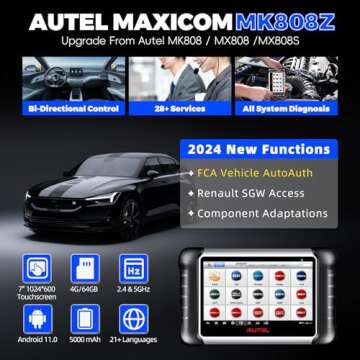 Autel Bidirectional OBD2 Scanner MaxiCOM MK808Z: 2025 All System Diagnostic Scan Tool Same As MK808S...