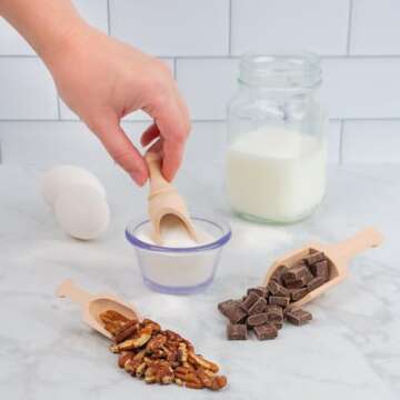 Small Wooden 1 Tablespoon Scoops for Food Canisters & Jars, Table Spoons Measuring Spoon, Wood Manuk...