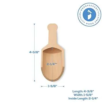 Small Wooden 1 Tablespoon Scoops for Food Canisters & Jars, Table Spoons Measuring Spoon, Wood Manuka Honey Bath Salts, & Coffee Scoop, Mini Candy Scoops for Candy Buffet, Pack of 15 by Woodpeckers