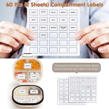 Zannaki Pill Case Portable Small Weekly Travel Pill Organizer, Cute Moisture Proof Pill Box Holder for Pocket Purse Bag, Daily Mini Pocket Pharmacy Medicine Container for Vitamin, Fish Oil, Supplement