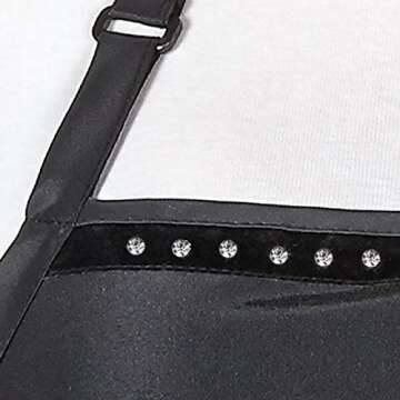 Betty Dain Glitz Salon Stylist Apron, Stylish, Lightweight, Versatile Color with Rhinestone Accents, Wrinkle Free Poly Nylon for Durability, Bottom Zipper Pockets, Adjustable Neck Closure, Black