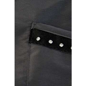 Betty Dain Glitz Salon Stylist Apron, Stylish, Lightweight, Versatile Color with Rhinestone Accents, Wrinkle Free Poly Nylon for Durability, Bottom Zipper Pockets, Adjustable Neck Closure, Black