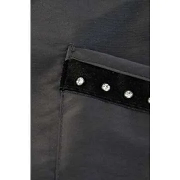 Betty Dain Glitz Salon Stylist Apron, Stylish, Lightweight, Versatile Color with Rhinestone Accents, Wrinkle Free Poly Nylon for Durability, Bottom Zipper Pockets, Adjustable Neck Closure, Black