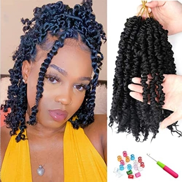 8 Packs Pre-twisted Passion Twist Hair 10inch 96strands Pre-looped Passion Twist Crochet Braids Hair...