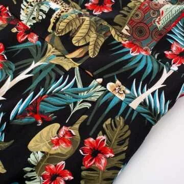 Women's 50s Vintage Printed Leaves Pencil Dress Cap Sleeve Wiggle Dress Large