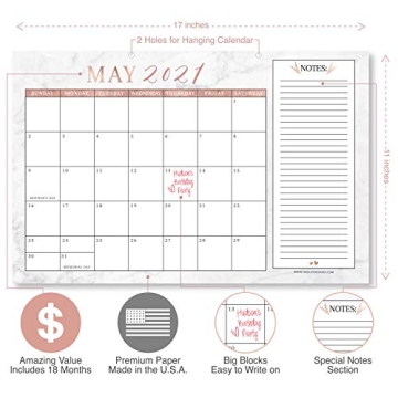 Rose Gold Marble Desk Calendar - 18 Month Planner